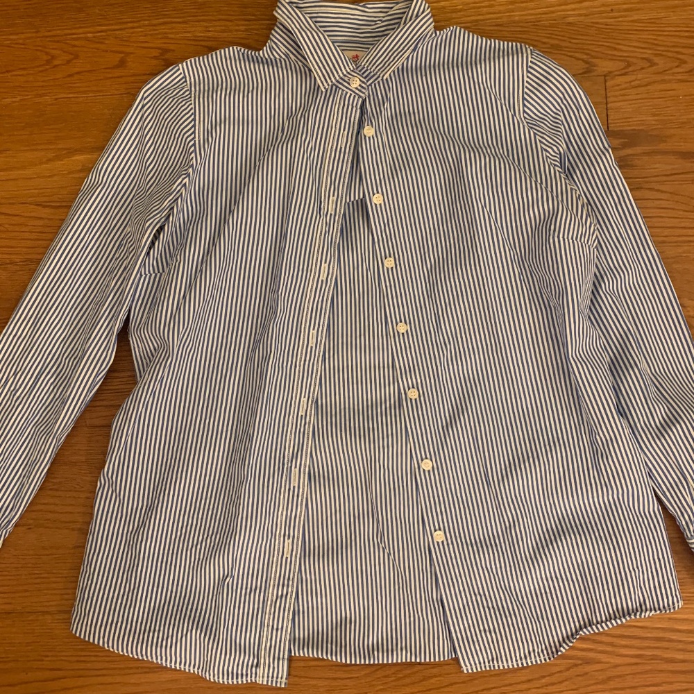 J.Crew white and blue button down